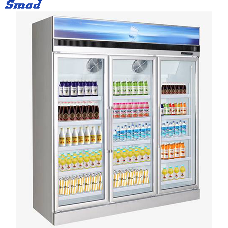 Smad 3 Door Plug-in Supermarket Upright Showcase Refrigerator
