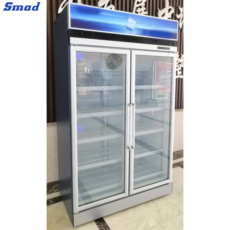 
Smad 2 door upright ice cream display freezer with Top LED light box