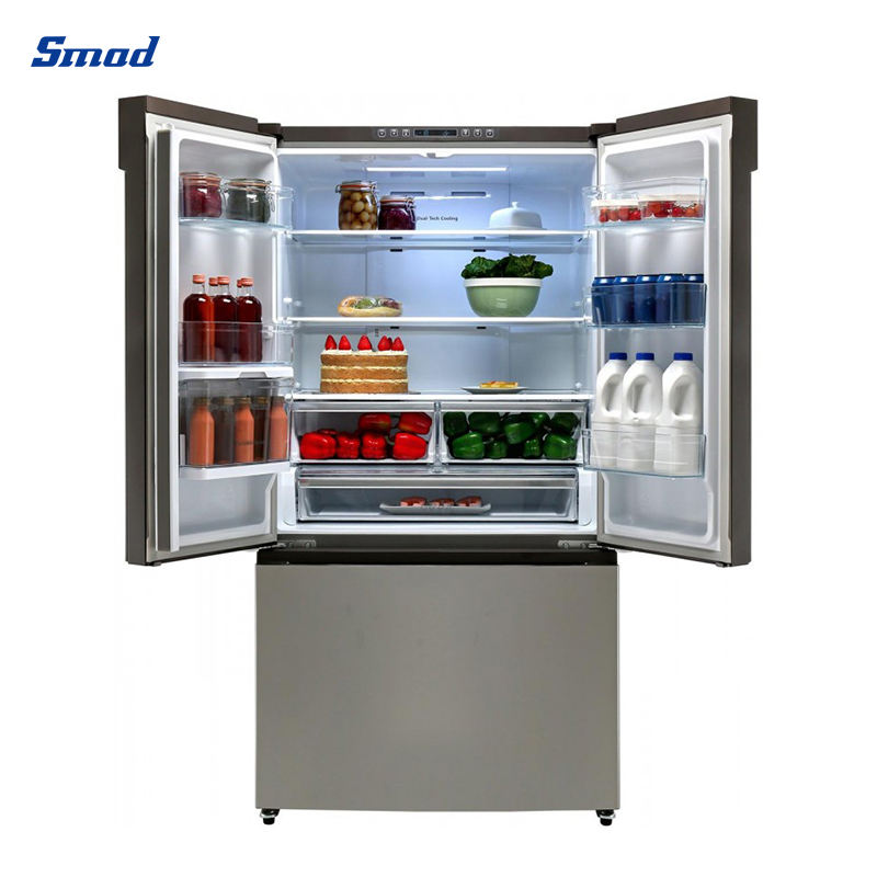 
Smad 596L Stainless Steel 3 Door French Door Refrigerator with Big crisper