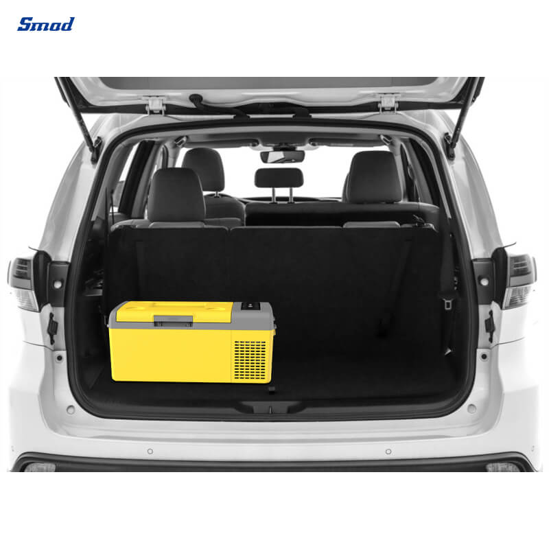 
Smad 0.5 Cu. Ft. Yellow DC Portable Car Refrigerator with Multiple Accessories