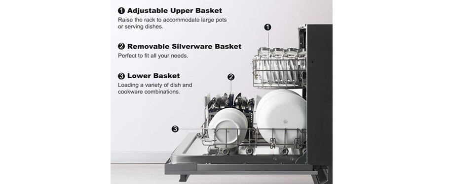 
Smad Stainless Steel Fully Integrated Dishwasher with Adjustable Upper Basket