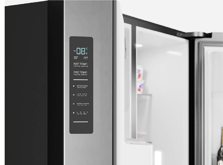 
Smad 745L Silver American Style Fridge Freezer with Hidden Temperature Controls