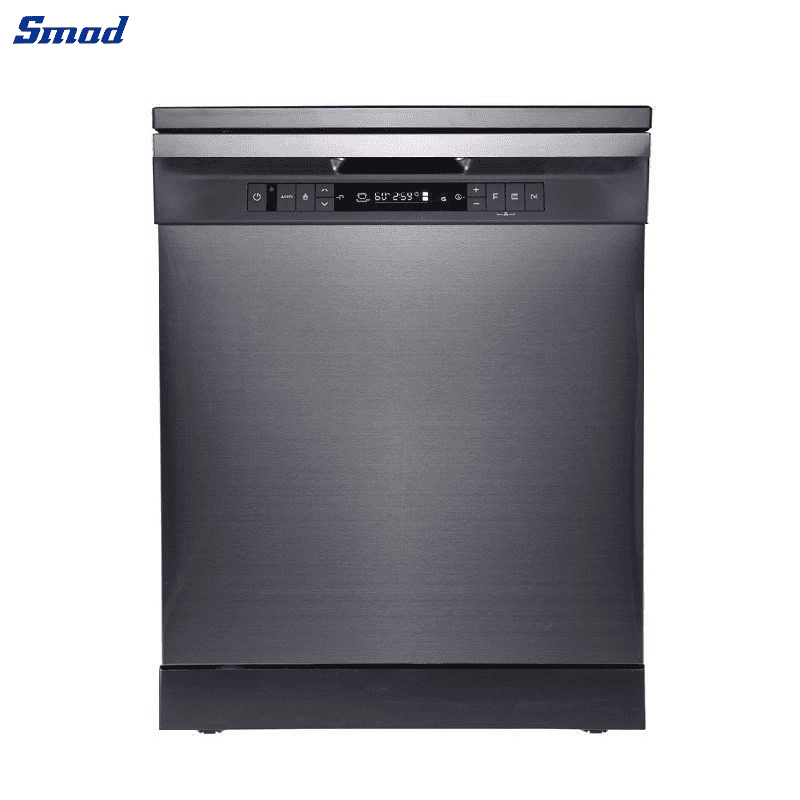 
Smad 24 Inch Stainless Steel Auto Open Freestanding Dishwasher with LED display