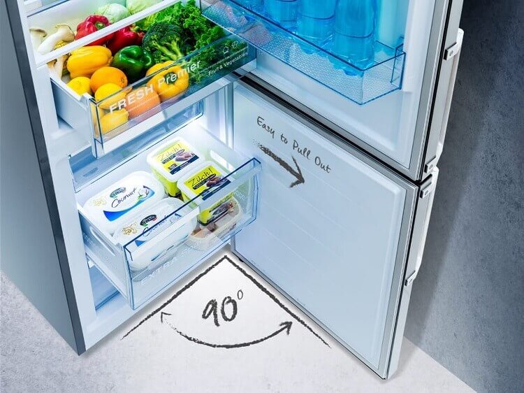 
Smad Bottom Freezer Double Door Fridge with 90° Door Design