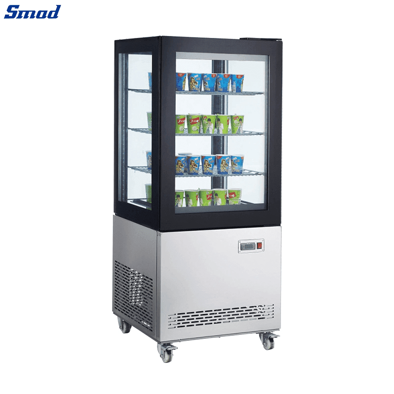 Smad Glass Door Mini Beverage Fridge with Digital temperature controller